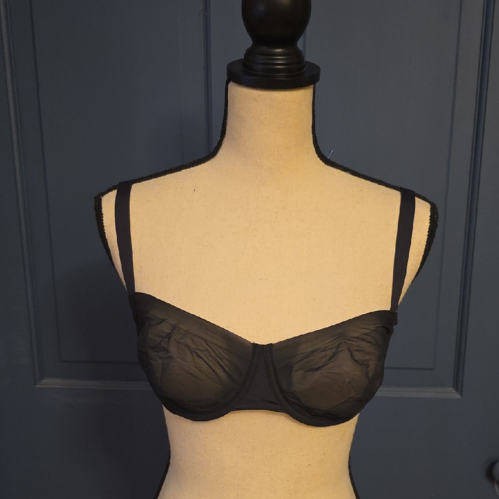 NWT SKIMS Sheer Black Underwire Balconette Bra 38A also Fits 36B
